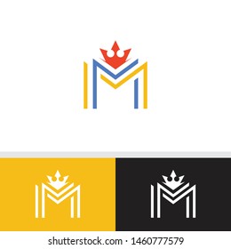 Letter Logo Double M vector design with crown