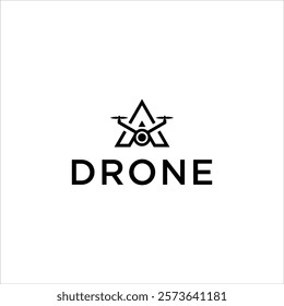 letter A logo with drone concept. drone camera for aerial or aviation design. wing of drone flying 