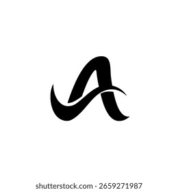 Letra Un logotipo con un swoosh dinámico, en un estilo negro sólido simple. Un icono moderno para la marca corporativa o la identidad empresarial.