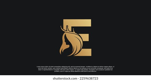 Letter logo E with beauty unique concept Premium Vector