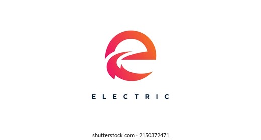 Letter Logo E With Electric Concept Premium Vector