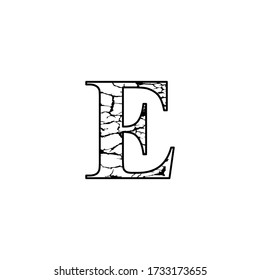 the letter logo E, with lightning motif, crack effect, unique letter