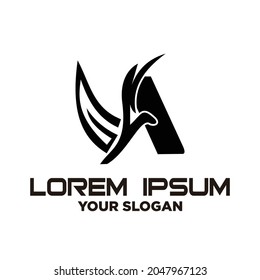 letra A logotipo con silueta de cabeza de águila, logotipo de forma de ave, crecimiento, letra modificada A, simple, limpio y elegante. 