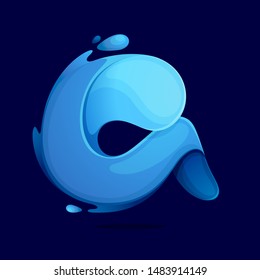 Letter A logo ecology stylized with water waves and dew drops. Font style, vector design template elements for your eco friendly or organic label. 