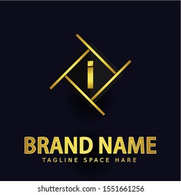 The letter I logo is elegant and charming with a unique shape. Gold letters Isolated with black background. Suitable for business, consulting group companies.