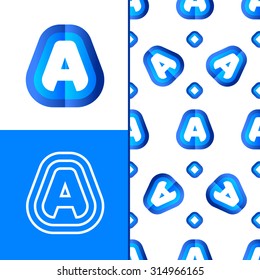 Letter A logo element with seamless pattern. Vector design template element for your application or company