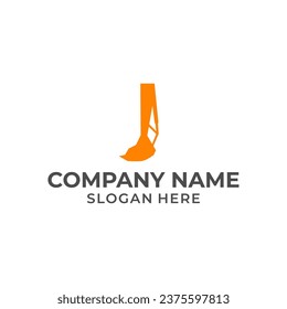Letter i logo with excavator arm. I excavator logo template, hydraulic logo initials