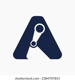 Letter A Logo Excavator For Construction Logo Vector Template