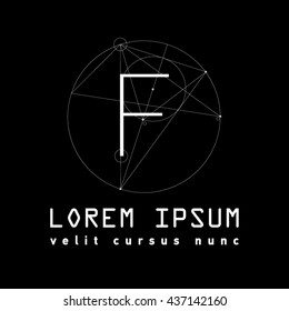Letter Logo F. Alphabet design element . Geometric ABC concept type as logotype. Typography icon line art. Moden. Hipster font