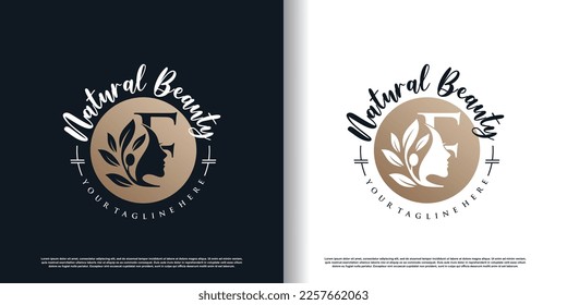letter logo f with nature beauty concept design premium vector