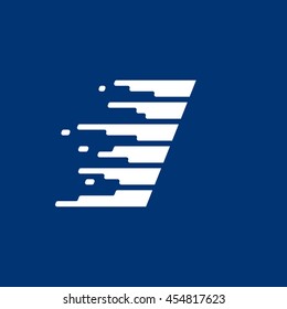Letter I logo with fast speed lines. Vector design for sportswear, banner, card, labels or posters.
