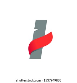 Letter I logo with fast speed red wing. Typeface, vector design template elements for sport, race, aviation etc.