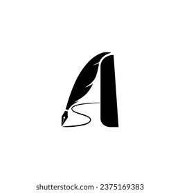 Letter A logo feather ink pen