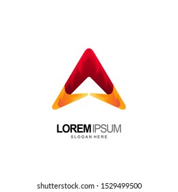 letter a logo fire concept template