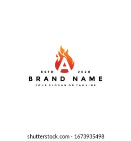 a letter logo fire design vector template