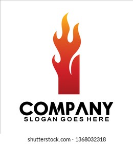 Letter I logo with fire flame shape, emblem, design concept, creative symbol, icon business or corporate