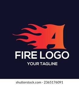 A letter logo, fire flames logo design.