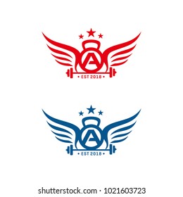 Letter A logo fitness vector graphic shape modern
