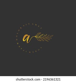 letter A logo floral handwriting logo design. logo for women beauty salon massage cosmetic or spa brand