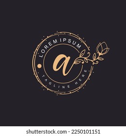 letter A logo floral handwriting logo design. logo for women beauty salon massage cosmetic or spa brand