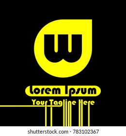 letter logo font w design with yellow and black colour for your organisation or company icon.