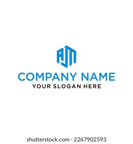 AM letter logo in the form of hexagons and cube logos with letter designs for corporate identity