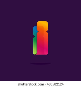 Letter I logo formed by colorful ribbon. Font style, vector element for poster, t-shirt or card.