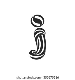 I letter logo formed by twisted lines. Wool mark font style, vector design template elements for your application or corporate identity.