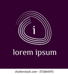 i letter logo with a free drawn border - vector (sign, symbol, icon, border)