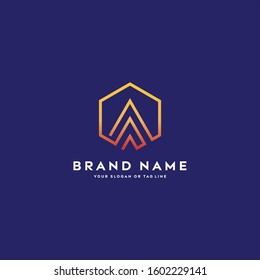 letter logo A full color gradient color vector template