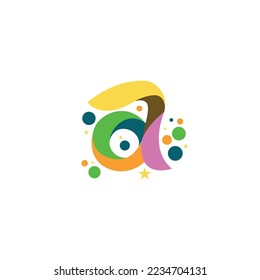 letter a logo with fun design template