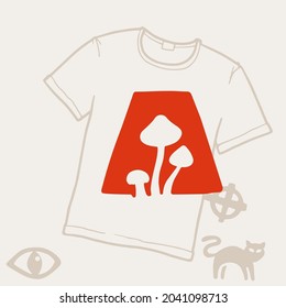 A letter logo with a fungus. Vector template for your Halloween t-shirt design.