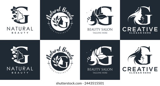 Logo de la letra G colección de diseño con concepto de belleza de la naturaleza vector premium