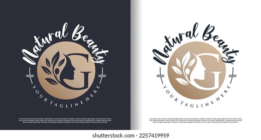 letter logo g with nature beauty concept premium vector