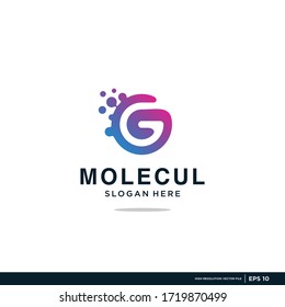 the letter logo "G" premium vector, laboratory technology, letters, molecules, modern, unique, cool