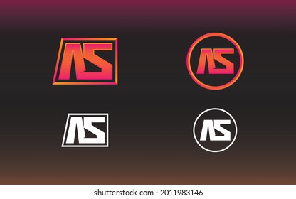 AS letter logo with gaming style and contemporary colors