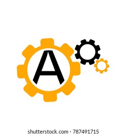 letter A logo with gear icon 