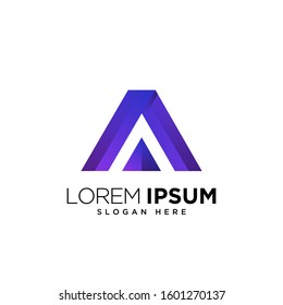 Letter A Logo Geometric Triangle Flat Vector Design