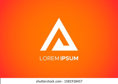 Letter A Logo Geometric Triangle isolated on gradient background. Flat Vector Logo Design Template Element