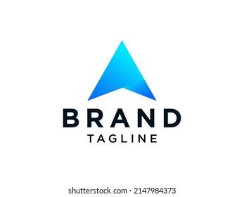 Letra A Triángulo geométrico redondeado. Elemento de plantilla de diseño de logotipo empresarial de vectores planos.