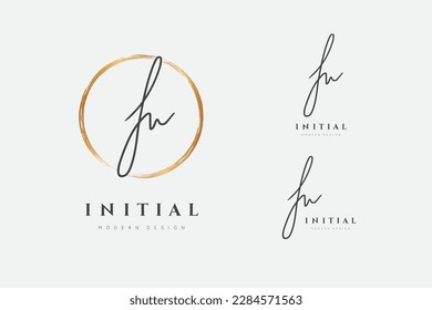 Letter logo in gold circle. Design handwriting monogram. Handwritten cosmetics sign. Writing elegant scribbles. Abstract paintbrush font. Brush writing calligraphy. Write script. Vector illustration