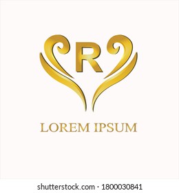Logo de la carta. Vector de diseño de carta dorada con colores de lujo dorados y diseño de monograma