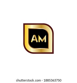 am letter logo with gold gradient color