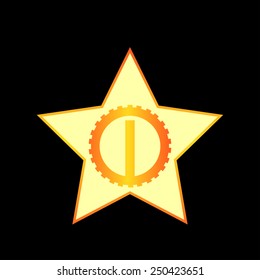 Letter I logo In a gold star. Alphabet logotype vector design.