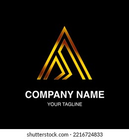 letter a logo golden gradient premium design