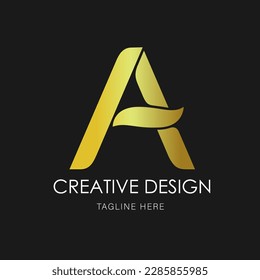 letra un logotipo con color de oro degradado