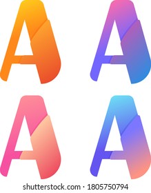 Buchstabe a Logo. Farbverlauf-Logo. Modernes und sauberes Logo.Verwendung von blauen pfirsichfarbenen violetten und orangefarbenen Farben