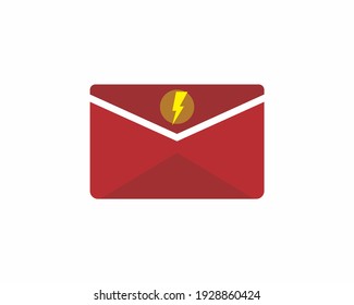 Diseño gráfico de logotipo de carta con icono eléctrico adicional adecuado como letra rápida