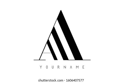A Letter Logo with Graphic Elegant Black Lines Design. Minimalist art shape logo.