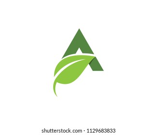 A letter logo with green leaf ecology nature element vector icon